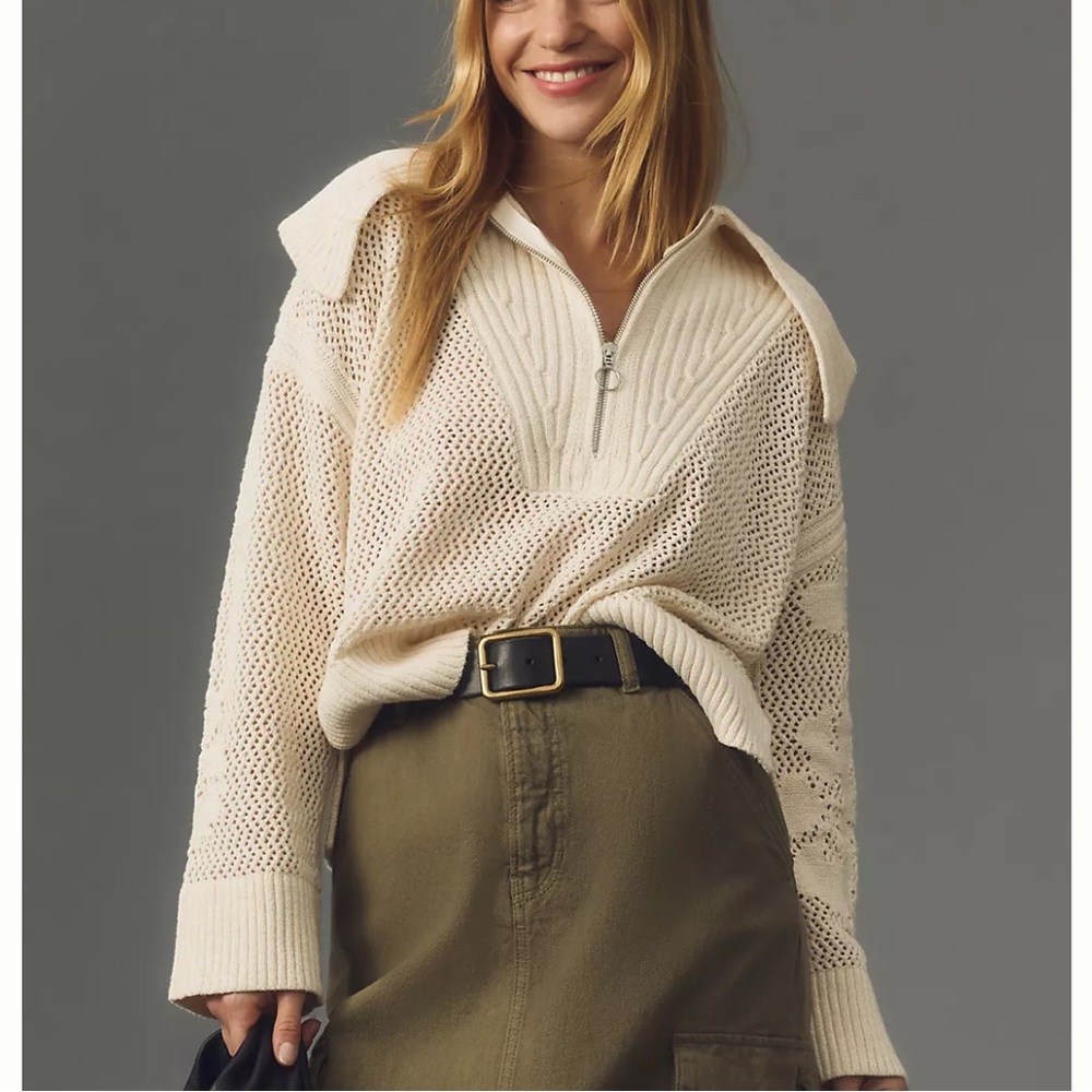 Daily Practice by Anthropologie Half-Zip Oversized Pullover Sweater